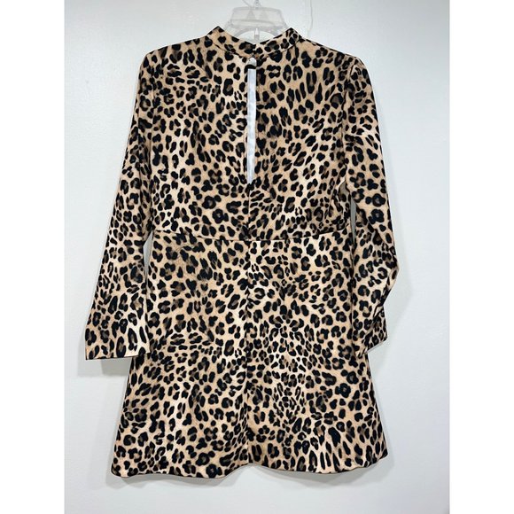 ZARA Leopard Animal Print Mock Neck Dress size Medium - Picture 5 of 9